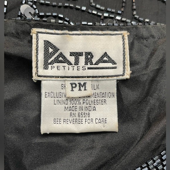 VINTAGE Patra Beaded Silk Blouse, Black Sz PM - Picture 6 of 7